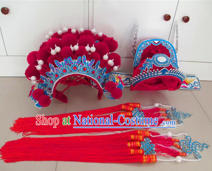 Chinese red wedding phoenix crown and groom hat