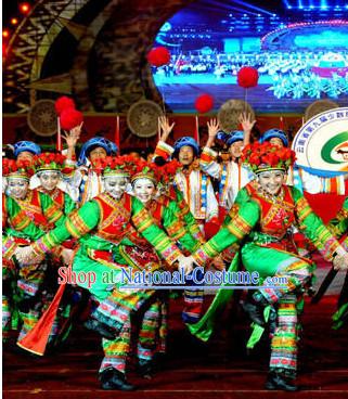 Chinese Traditional Ethnic Dance Costumes and Headdresses Complete Set