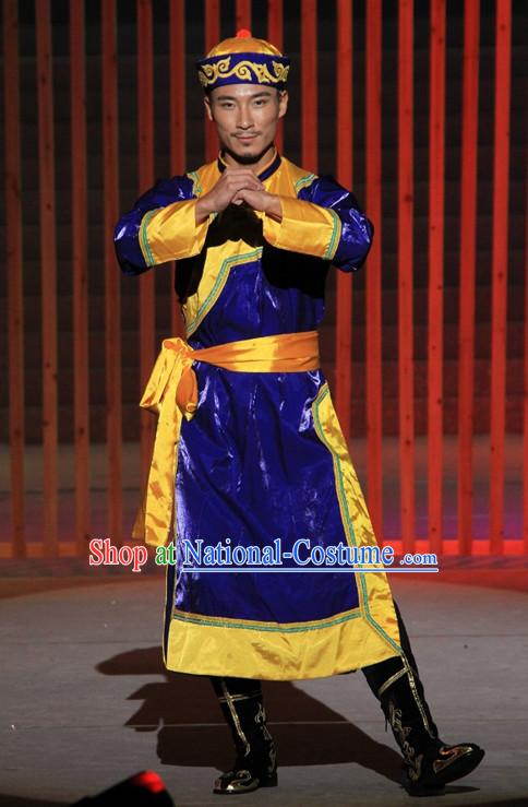 Chinese Mongolian Ethnic Clothing and Hat for Men