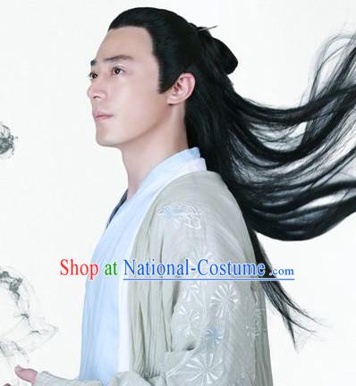 Chinese Traditional Long Black Wig for Men