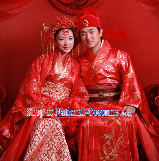 Oriental Clothing Chinese Wedding Clothes and Hats for Bridal Couples