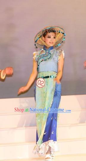 Oriental Clothing Chinese Dance Costumes and Hat Cheap Dance Costumes