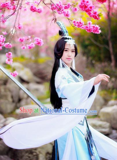 Top Oriental Clothing Chinese Cosplay Halloween Heronine Costumes and Headwear Complete Set