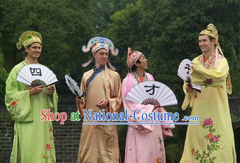 Asian Chinese Traditional Scholar Costume and Hat for Men