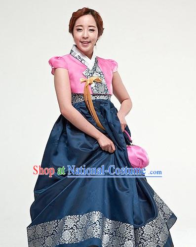 Traditional Korean Custom Made Special Day Customized Hanbok Eveing Dress Complete Set for Couple