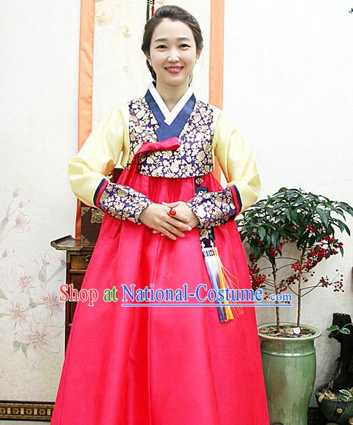 Traditional Korean Custom Made Special Day Customized Hanbok Eveing Dress Complete Set for Women