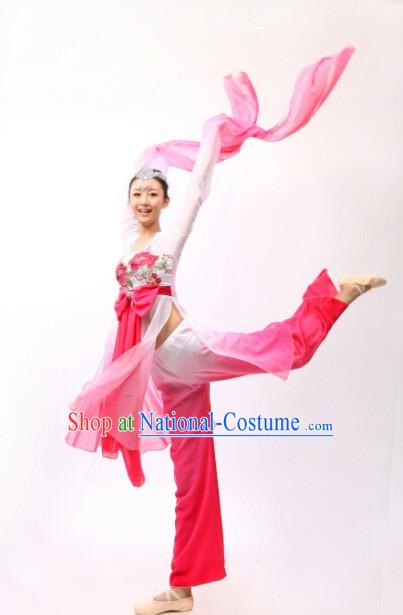 Chinese Traditional Long Sleeve Dancing Costume and Headdresses for Women