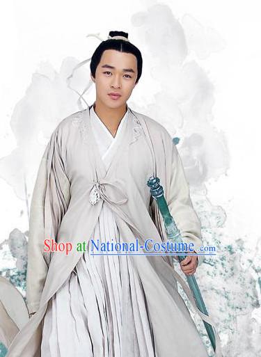 Chinese Swordman Costumes and Headbands Complete Set for Men