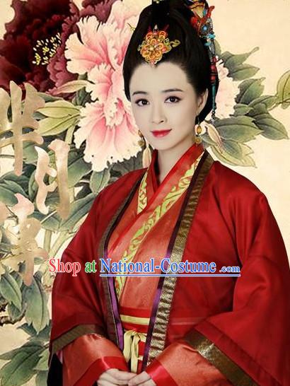 Chinese Traditional Empress Costumes and Hair Accessories Complete Set for Women