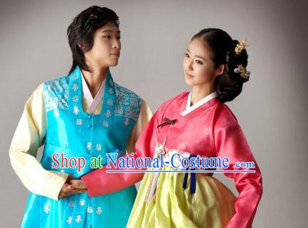 Traditional Korean Custom Made Special Day Customized Hanbok Costumes Complete Set for Couple