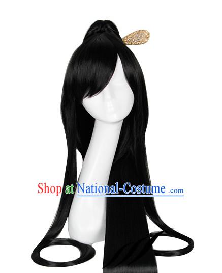 Traditional Asian Chinese Black Long Wig