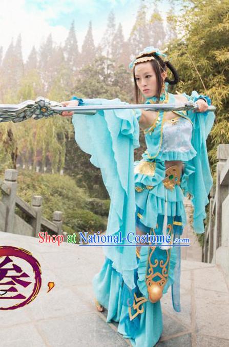 Asia Fashion Ancient China Culture Chinese Princess Clothes and Hair Accessories Complete Set