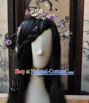 Asian Traditional Chinese Long Wig Cosplay Wigs Ancient Costume Wigs and Hair Accessories