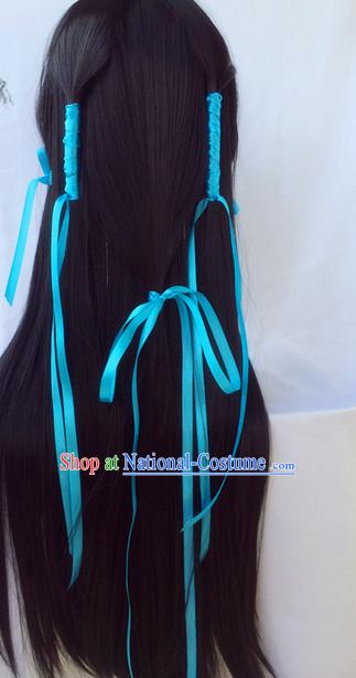 Chinese wigs cosplay wigs long black wigs ancient costumes hanfu