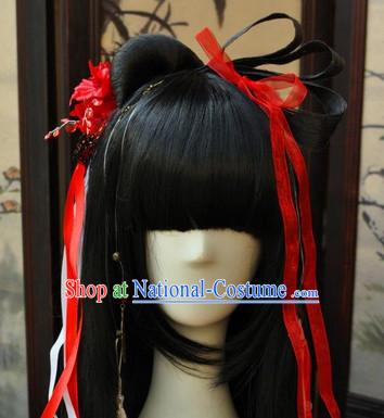 Asian Traditional Chinese Long Wig Ancient Costumes Wigs for Teenagers