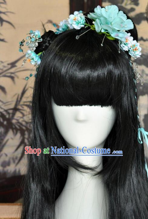 Asian Traditional Chinese Long Wig Ancient Costumes Wigs and Hair Decorations