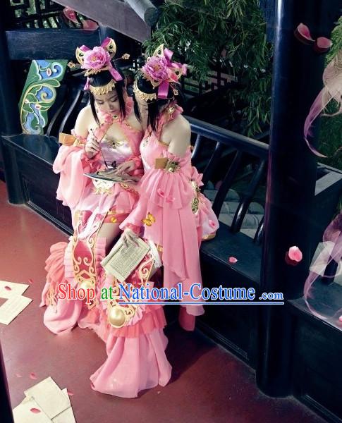 Asia Fashion Chinese Female Warrior Costumes and Hair Accessories Complete Set