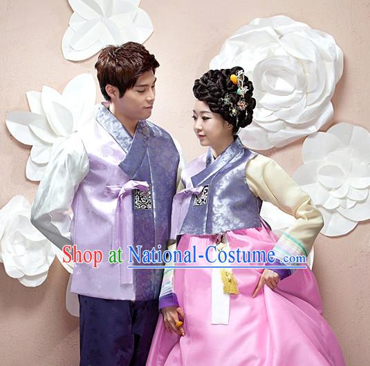 Traditional Korean Custom Made Couple Hanbok Costumes Complete Set