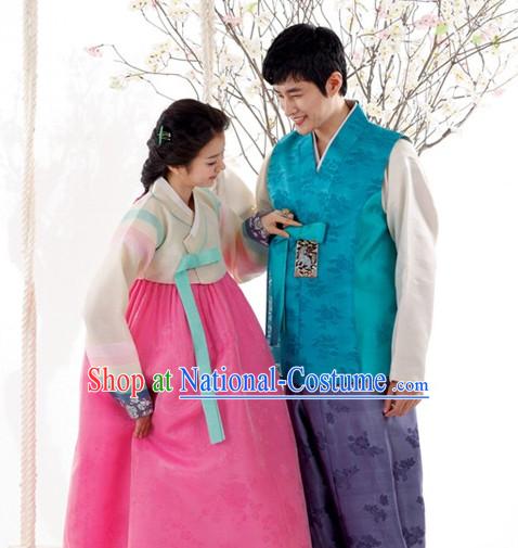 Traditional Korean Custom Made Couple Hanbok Costumes Complete Set