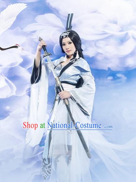 Asia Fashion Chinese Swordwoman Traditional Clothing and Hat