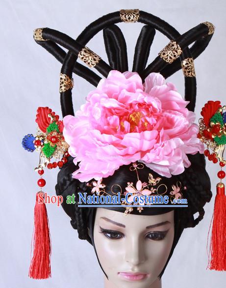 Chinese Tang Dynasty Empress Wig and Hair Accessories Complete Set