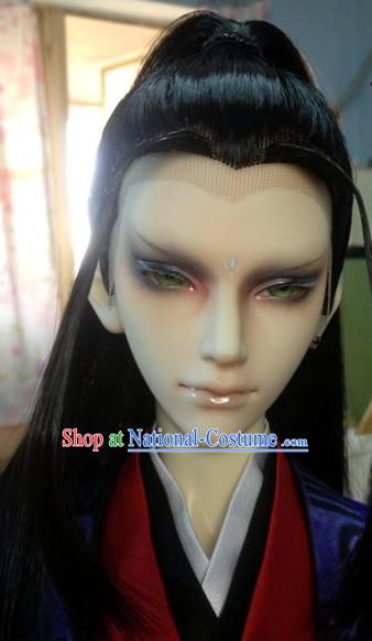 Chinese Traditional Black Long Wig for Men