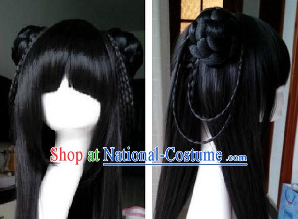 Chinese Ancient Dress Long Black Wig