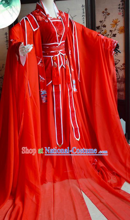 Chinese Traditional Red Wedding Dress Complete Set