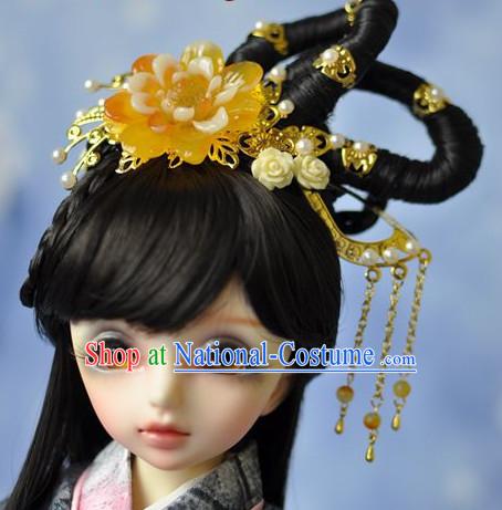 Traditional Chinese Princess Black Wig and Hair Jewelry