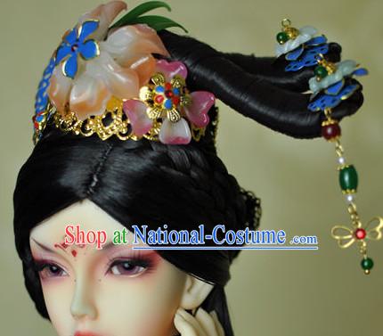 Traditional Chinese Women s Black Wig and Hair Accessories