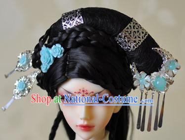 Traditional Chinese Women s Black Wig and Hair Jewelry