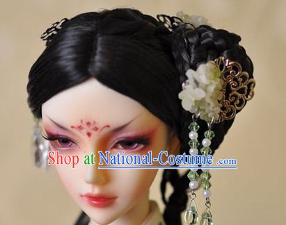 Traditional Chinese Women s Black Wig and Hair Jewelry