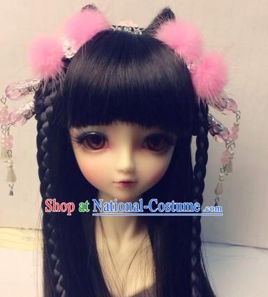 Asia Fashion Chinese Ancient Princess Long Balck Wig and Hair Accessories Headbands Hair Jewelry