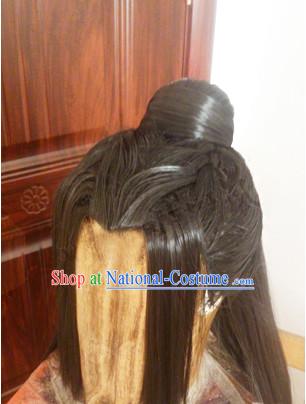 Chinese Handmade Swordsmen Long Black Wig for Men