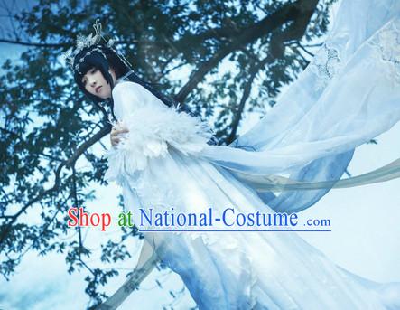 Chinese Ancient White Wedding Dress Complete Set