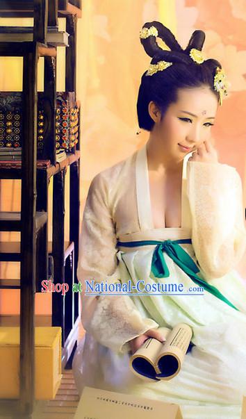 Chinese Sexy Tang Dynasty Female Costumes and Hair Accessories