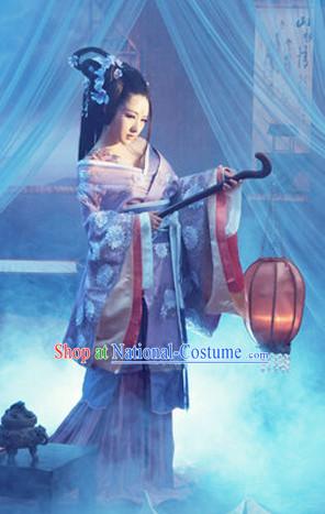 Chinese Traditional Palace Lady Clothes and Hair Jewelry Complete Set