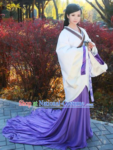 Chinese Han Dynasty Female Long Tail Hanfu Dress Complete Set