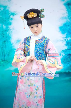 China Fashion Chinese Ancient Costume Mandarin Dress and Hair Jewelry Complete Set