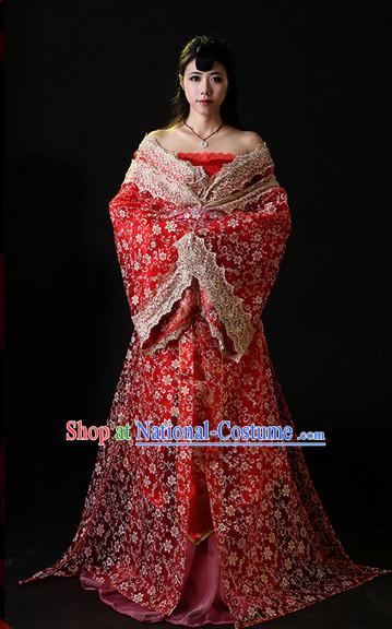 Chinese Lucky Red Wedding Bridal Gown Complete Set for Women