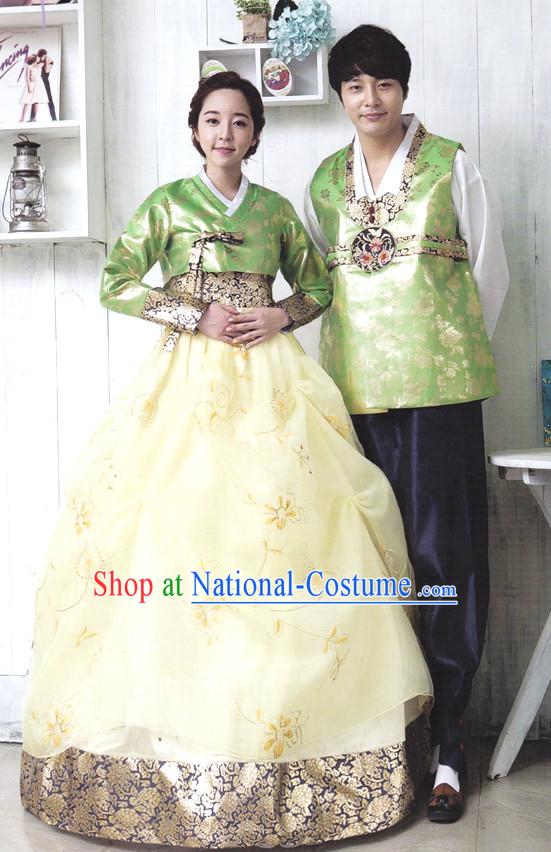 Korean Traditional Couple Hanbok Clothing 2 Complete Sets