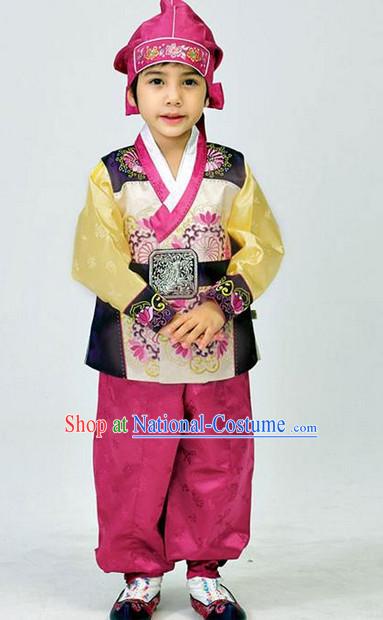 Korean Traditional Kids National Costumes Complete Set for Boys