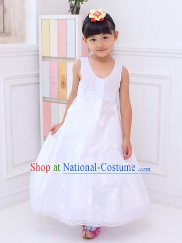 Korean Traditional Pure White Skirt Inside Clothing for Girls