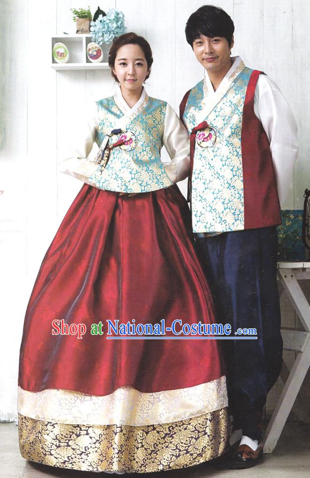 Korean Couple Traditional Dresses Hanbok Clothing for Men and Women