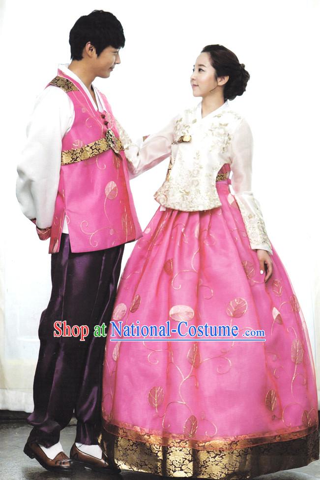 Korean Couple Traditional Dresses Hanbok Clothes Complete Set