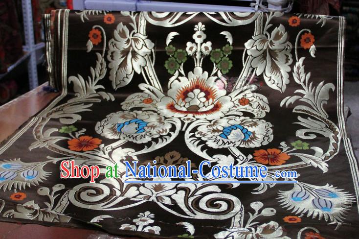 Chinese Traditional Black Brocade Embroidered Fabric Dresses Material