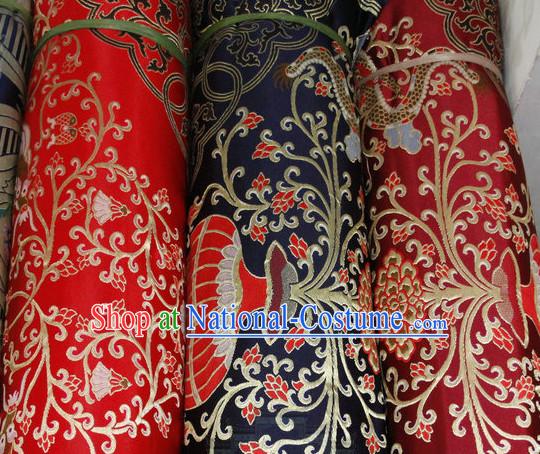 Chinese Tibetan Style Silk Brocade Embroidered Fabric Dress Material