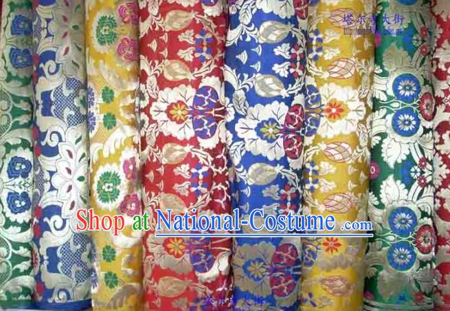 Chinese Tibetan Style Silk Brocade Embroidered Fabric Dress Material