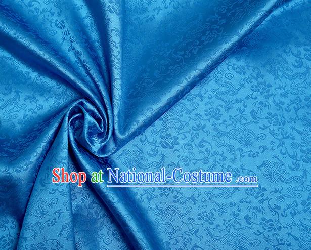 Blue Chinese Traditional Dragon Brocade Fabric