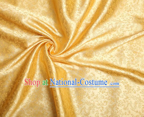 Yellow Chinese Traditional Dragon Brocade Fabric